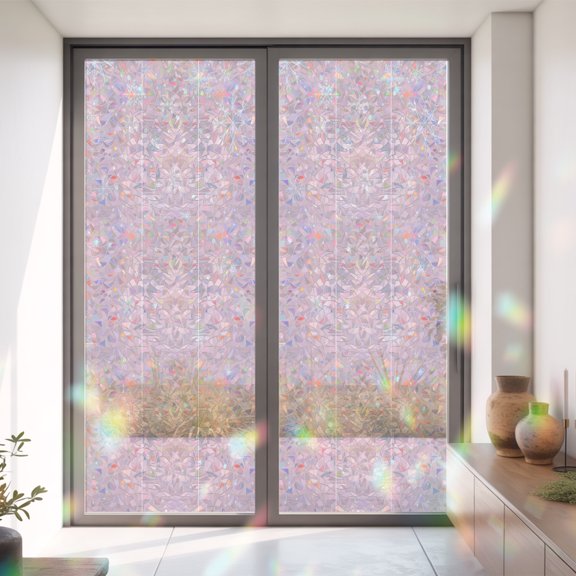 Xmas Snowflake Winter Snow Window Privacy Film,Decorative Windows Static Cling White Snowflakes Seamless on Pink Heat Control Removable Glass Sticker for Home Bathroom Bedroom Window Door,35.4x78.7in