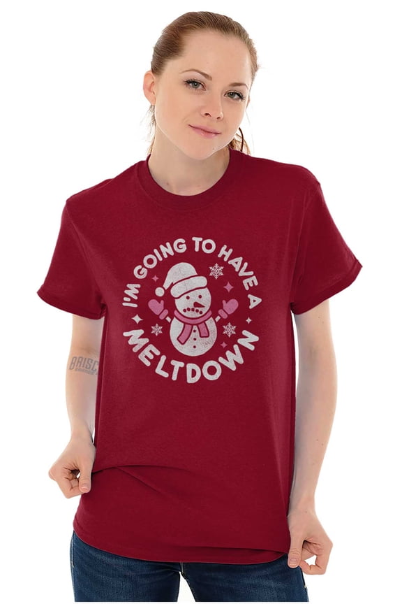 Xmas Snowman Going to Have a Meltdown Women's Graphic T Shirt Tees Brisco Brands L