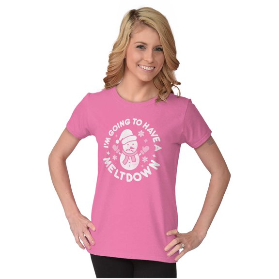 Xmas Snowman Going to Have a Meltdown Women's T Shirt Ladies Tee Brisco Brands L