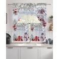 Xmas Snowman Swag Kitchen Curtain Sets with Valance, 3 Pieces Rod
