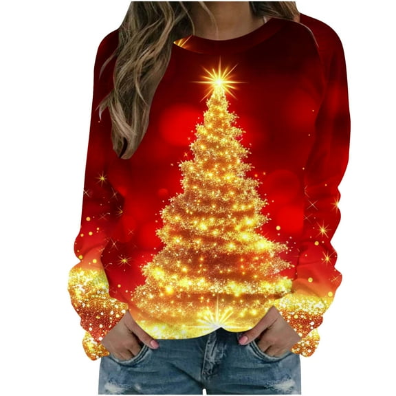 Xmas Snowman Sweatshirts for Women Funny Christmas Hoodies Oversized Fleece Tops Long Sleeve Crewneck Tops Warm Sweaters Lightweight Pullover Fall Winter Clothes