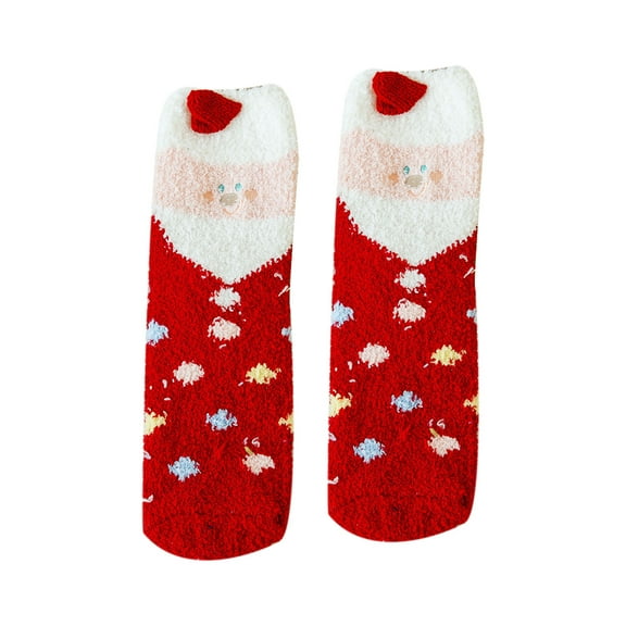 Xmas Soft Fluffy Plush Slipper Socks - Fuzzy Animal Fleece Socks, Cozy Christmas Stocking Stuffers for Women Teen