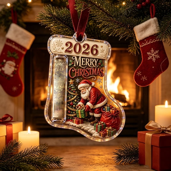 Xmas Stocking Cash Gift Hanging Ornament, Acrylic Money Tube Display Decor, Festive 2026 Keepsake for Holiday Gifting