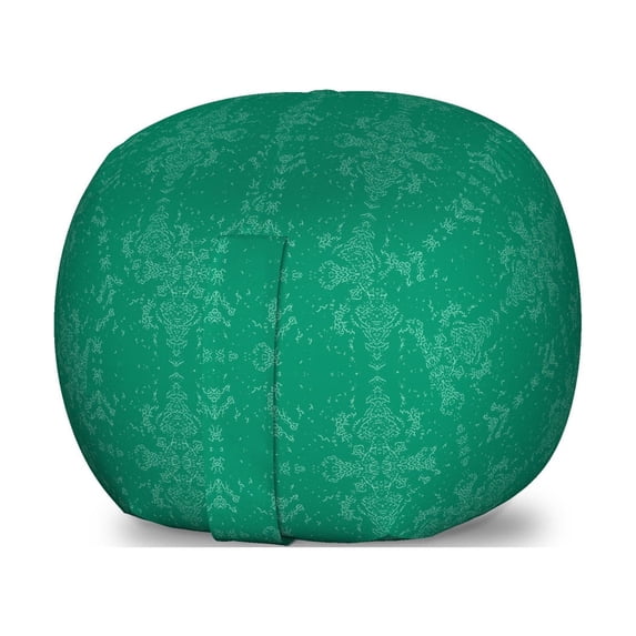 Xmas Storage Toy Bag Chair, Victorian Ornamental Abstract Winter New Year Snowflake Looking Repeated Printing, Stuffed Animal Organizer Washable Bag, Large Size, Jade Green, by Ambesonne