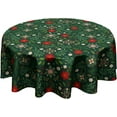 thumbnail image 1 of Xmas Table Cloth Round - Snowflake Tablecloth Winter Poinsettia Floral Table Cover for Dining Kitchen Picnic Party Decor 60 Inch, 1 of 8
