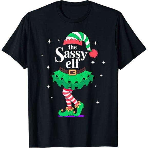 Xmas The Sassy Elf Christmas T-Shirt- American fashion hot selling casual retro high quality 100% cotton T-shirt 1 piece