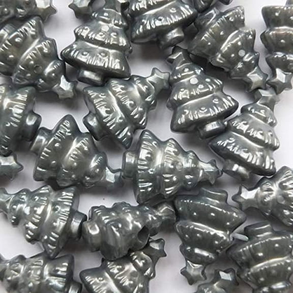 Xmas Tree Beads Silver Pearl Large Hole Made in USA 1" / 25mm high