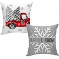 thumbnail image 1 of Xmas Tree Buffalo Plaid Decorations Pillow Covers 20x20 Set of 2, Cotton Linen Reversible Throw Pillows Covers for Outdoor Couch Sofa Living Room, Truck Snowflake Couch Pillows Cushion Cover, 1 of 6
