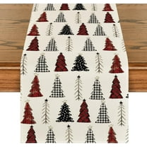 Xmas Tree Christmas Table Runner, Seasonal Winter Kitchen Dining Table Decoration for Home Party Decor 13x72 Inch