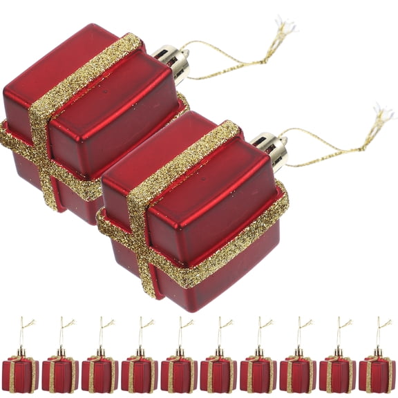 FENGGUIQU Christmas Style Dark Red Mini Presents Decoration 12pcs Box Shaped Ornaments