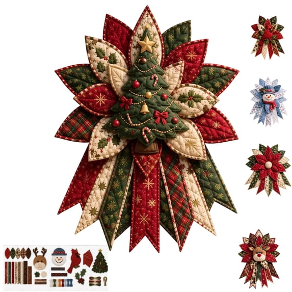 Xmas Tree Festive Quilted Christmas Door Hanging DIY Sewing Kit Padded Patchwork Sewing Set for Beginners Home Mantel Table Office Display Gift for Craft Lovers