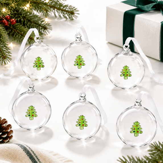 Tree Deocrations Xmas Tree Handblown Glassmas Ornaments Balls 6 Clear - Walmart.com