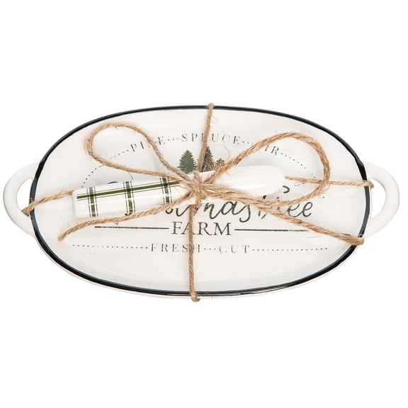 Xmas Tree Hostess w/ Spreader Set of 2