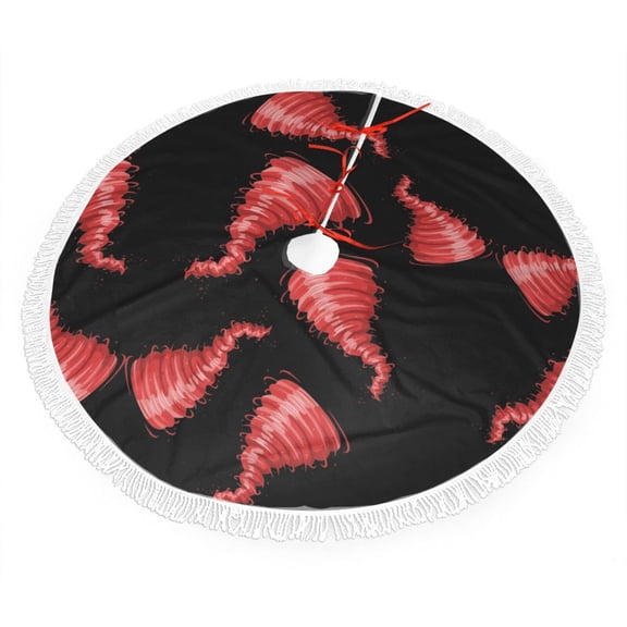 Xmas Tree Skirt Tornado Tassel Edge Rustic Christmas Tree Skirts for Party Holiday Decorations 36"