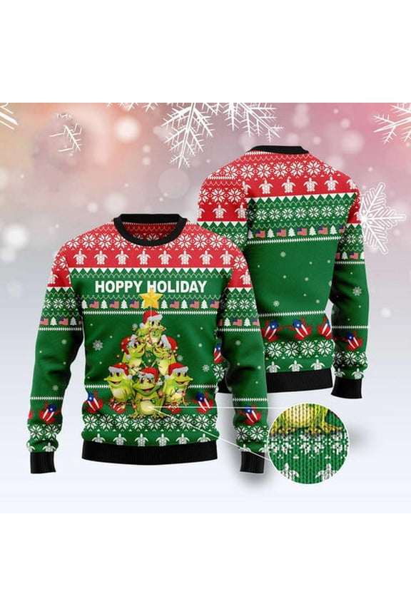 Xmas Tree Sweater, Frog Christmas Tree 3D Christmas Sweater, Funny Xmas Sweater