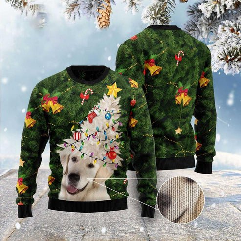 Xmas Tree Sweater, Labrador Retriever Noel Tree 3D Christmas Sweater, Funny Xmas Sweater