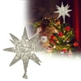 thumbnail image 1 of Xmas Tree Topper Star with Warm White LED Lights, Battery-Powered 10 Inch Glittered 3D Christmas Tree Star Topper for Holiday Decorations, Home Party Christmas Decor, 1 of 5