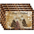thumbnail image 1 of Xmas Trees Christmas Placemats for Dining Table, Leopard Cotton Linen Table Mats Set of 4, 12x18 Inch Seasonal Winter Christmas Holiday Kitchen Party Decor Home Decoration -12, 1 of 5
