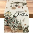 thumbnail image 1 of Xmas Trees Holly Pine Cone Merry Christmas Table Runner, Seasonal Winter Decoration for Home Kitchen Dining Holiday Decor 13x72 Inch, 1 of 8