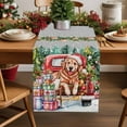thumbnail image 1 of Xmas Winter Dog Farm Truck Table Runner 13x36in Non-Slip Cotton Linen Table Runners, Christmas Tree Green Red Grey Dresser Scarves TableRunner for Dinner Kitchen Dining Wedding Party, 1 of 9