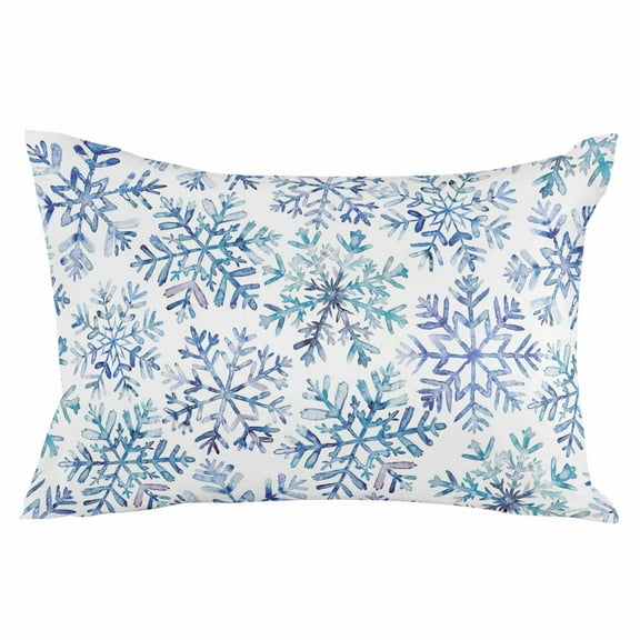 Xmas Winter Snowflake Queen Size Pillow Cover, Pillowcase Protectors with Zipper, Breathable Decorative Throw Pillow Case Cover, Pillow Shams for Couch Sofa 20x30Inch