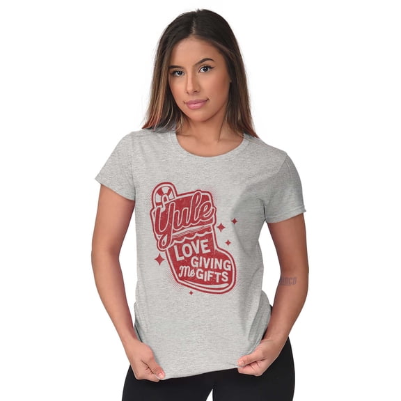 Xmas Yule Love Giving Me Presents Womens Slim Fit Graphic Tee Brisco Brands S