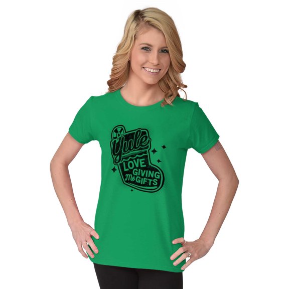Xmas Yule Love Giving Me Presents Womens Slim Fit Graphic Tee Brisco Brands X