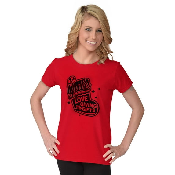 Xmas Yule Love Giving Me Presents Womens Slim Fit Graphic Tee Brisco Brands X