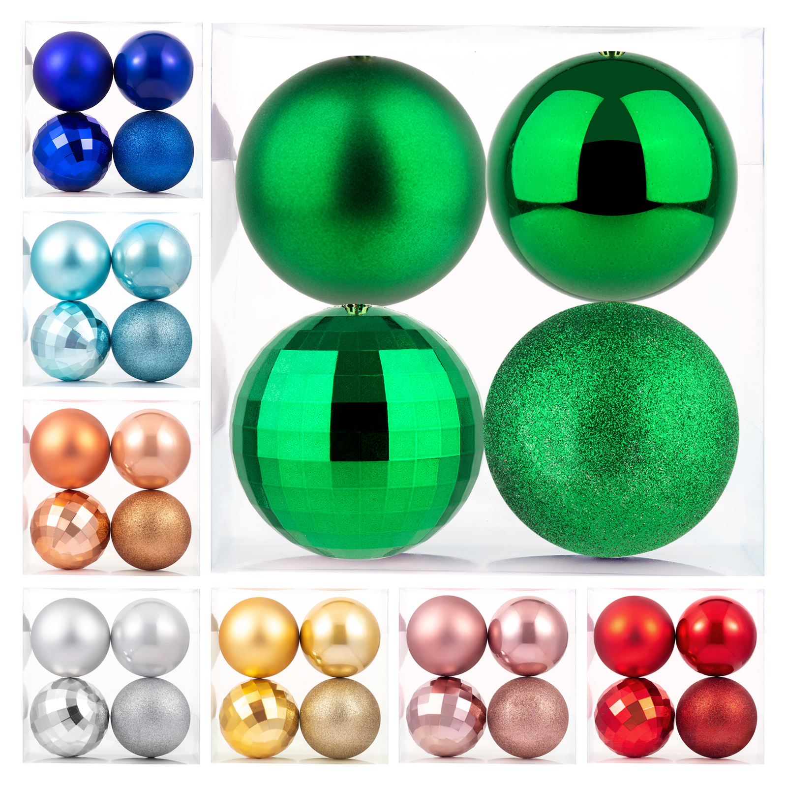XmasExp Green Large Christmas Ball 4" Shatterproof Ornaments Plastic