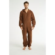Xmascoming Onesie Adult Hooded Fleece Pajamas Brown Size US S