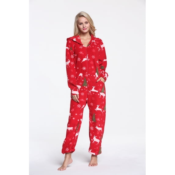 Xmascoming Onesie Adult Hooded Fleece Pajamas Merry Christmas Size US 3XL