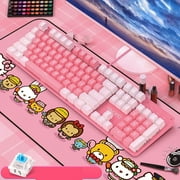Xmastr Wired Compact Mechanical Gaming Keyboard with RGB and Round Buttons, Pink and White