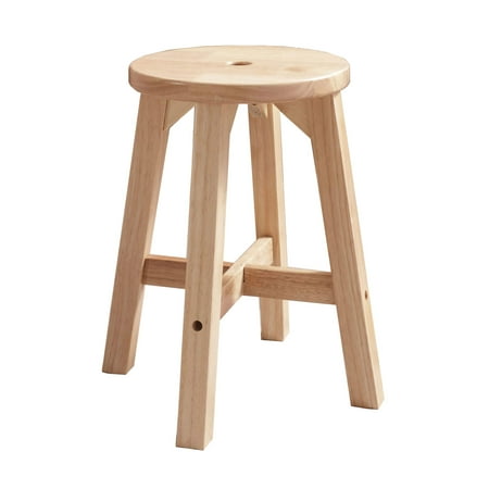 Xmatch Wooden Stool, Solid Wood Stools, Round Shoe Changing Stool 18" Vanity Stool