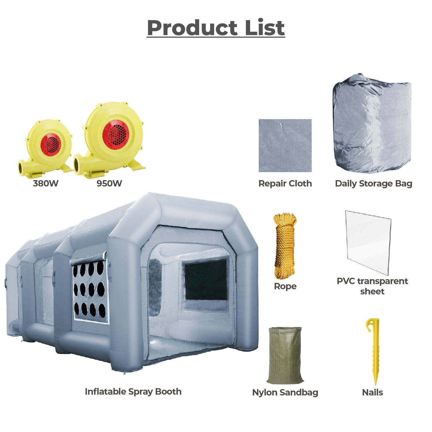 Xmaybang Inflatable Paint Booth 20x10x8.2ft with 2 Blowers Inflatable Spray Booth，Professional Car Workstation Portable Auto Paint Booth for Cars, Car Parts Painting