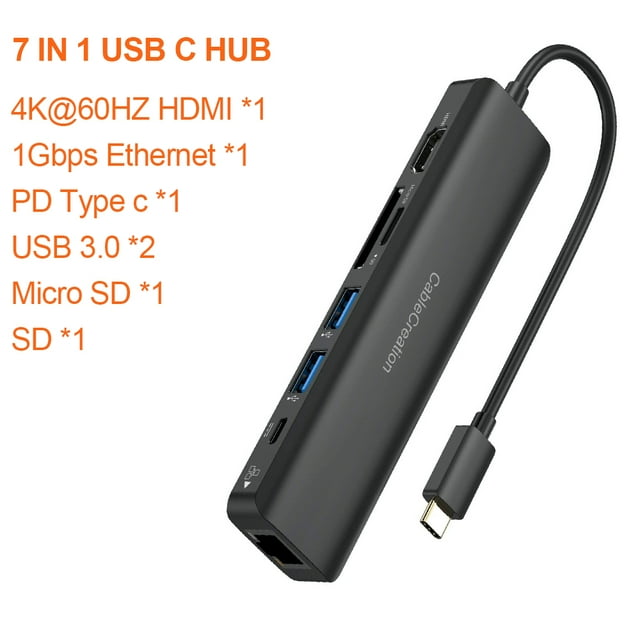 Xmch USB Type C Hub HDMI 4K60Hz 7 in 1 USB C Adapter RJ45 PD100W SD Type C Dongle for Macbook