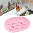 thumbnail image 1 of Xmealix Silicone Drip Catching Soap Dish, 4"x 3" Soap Tray with Drain Spout Hollow Base, Raised Ridges Suction Grip for Kitchen Bathroom pink, 1 of 4