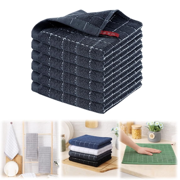 Xmealix Super Absorbent Microfiber Kitchen Dishcloths, Coral Fleece Core Soaks Up, Design Wipes & Scrubs Without Scratching Non-Stick Pans dark gray