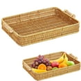 thumbnail image 1 of Xmealix Wicker Fruit Baskets 12" X 16" Handmade Rattan Woven Bread Serving Basket Tabletop Rectangle Storage Basket for Home Restaurant Kitchen Utensils Holder, 1 of 4
