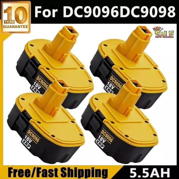 Xmenany 4Pack 5.5Ah DC9096 Battery Replacement for Dewei 18V Battery NI-MH DC9099 DC9098 DW9099 DW9098