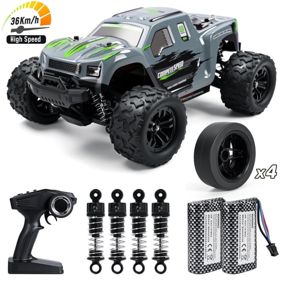 Tcovle RC Cars for Adults, 1:18 Fast Remote Control Car, 36KM/H High-Speed RC Truck 4WD w/ Gyro Stabilization, Monster Truck Toy Gift for Kids Boys, 2 Batteries & Spare Drift Tires
