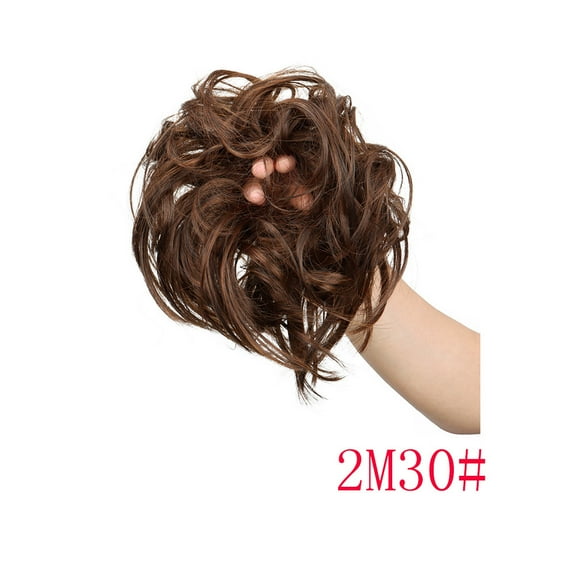XmhyTop 1 Pc 15CM*15CM Curly Fake Bun Hair Piece, Heat-Resistant Synthetic Fiber, Natural Curly Texture, Brown