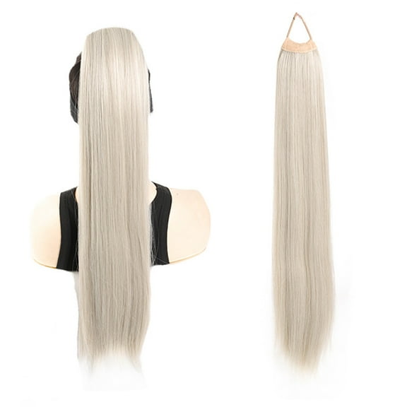 XmhyTop 1 Pcs 27.56in Ponytail Extension, High-Temperature Fiber, Natural-Looking & Easy to Wear & Style, Light Silver