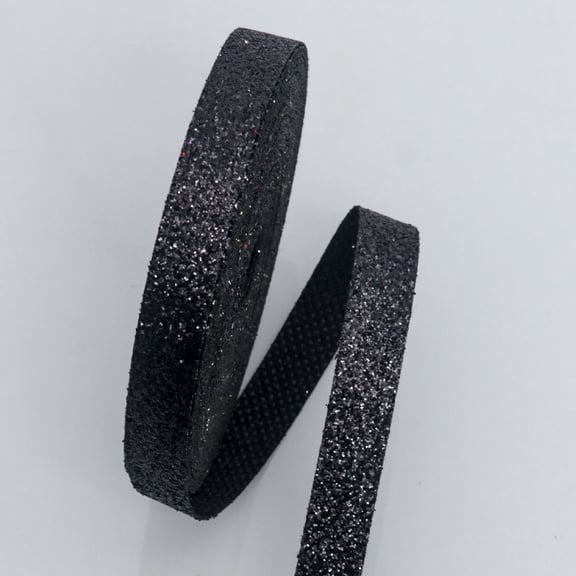 XmhyTop 1 Piece 0.40" Narrow Sparkling Christmas Ribbon, 10 Yards Glittery Craft Ribbon for Holiday Gift Wrapping, Christmas Decor & DIY Projects, black