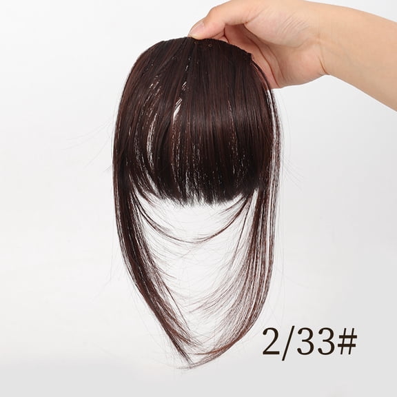 XmhyTop 1 Piece Glueless Clip-in Bangs Wig Piece, 7in Bangs & 12in Sideburns Synthetic Natural-Looking Hair Extensions, Dark Brown