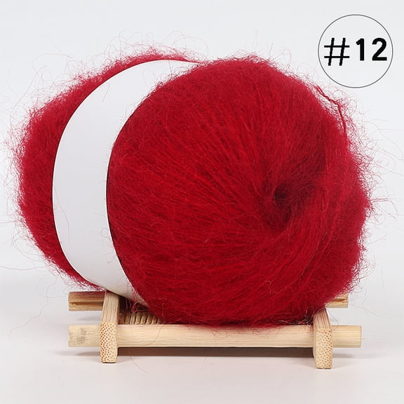 XmhyTop 1 Roll 25G Dark Red Premium Yarn, 30% Mohair & 70% Wool Blend Soft Warm Yarn for Crocheting & Knitting | Perfect for DIY Scarves, Hats & Gloves