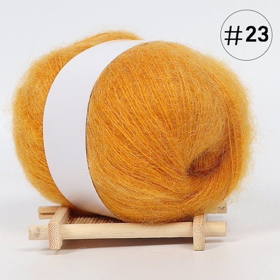 XmhyTop 1 Roll 25G Dark Yellow Premium Yarn, 30% Mohair & 70% Wool Blend Soft Warm Yarn for Crocheting & Knitting | Perfect for DIY Scarves, Hats & Gloves