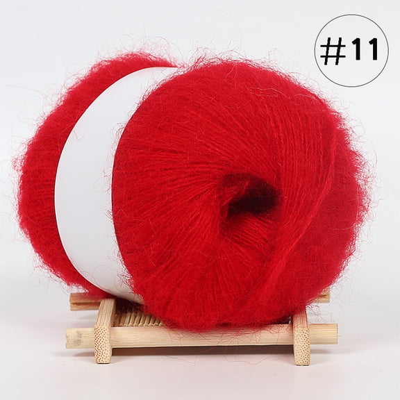 XmhyTop 1 Roll 25G Red Premium Yarn, 30% Mohair & 70% Wool Blend Soft Warm Yarn for Crocheting & Knitting | Perfect for DIY Scarves, Hats & Gloves
