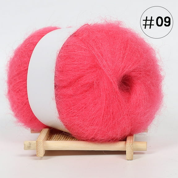 XmhyTop 1 Roll 25G Rose Pink Premium Yarn, 30% Mohair & 70% Wool Blend Soft Warm Yarn for Crocheting & Knitting | Perfect for DIY Scarves, Hats & Gloves
