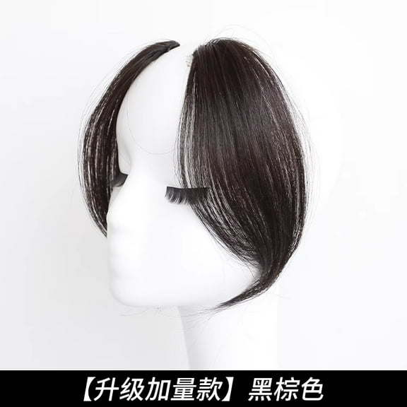 XmhyTop 10 Inch Side Bangs Clip in Hairpiece, Womens French Bang Style with Invisible Clips, Soft & Thick Texture for Natural Framing, Easy-to-Apply Daily Hair Accessory, Brown Black