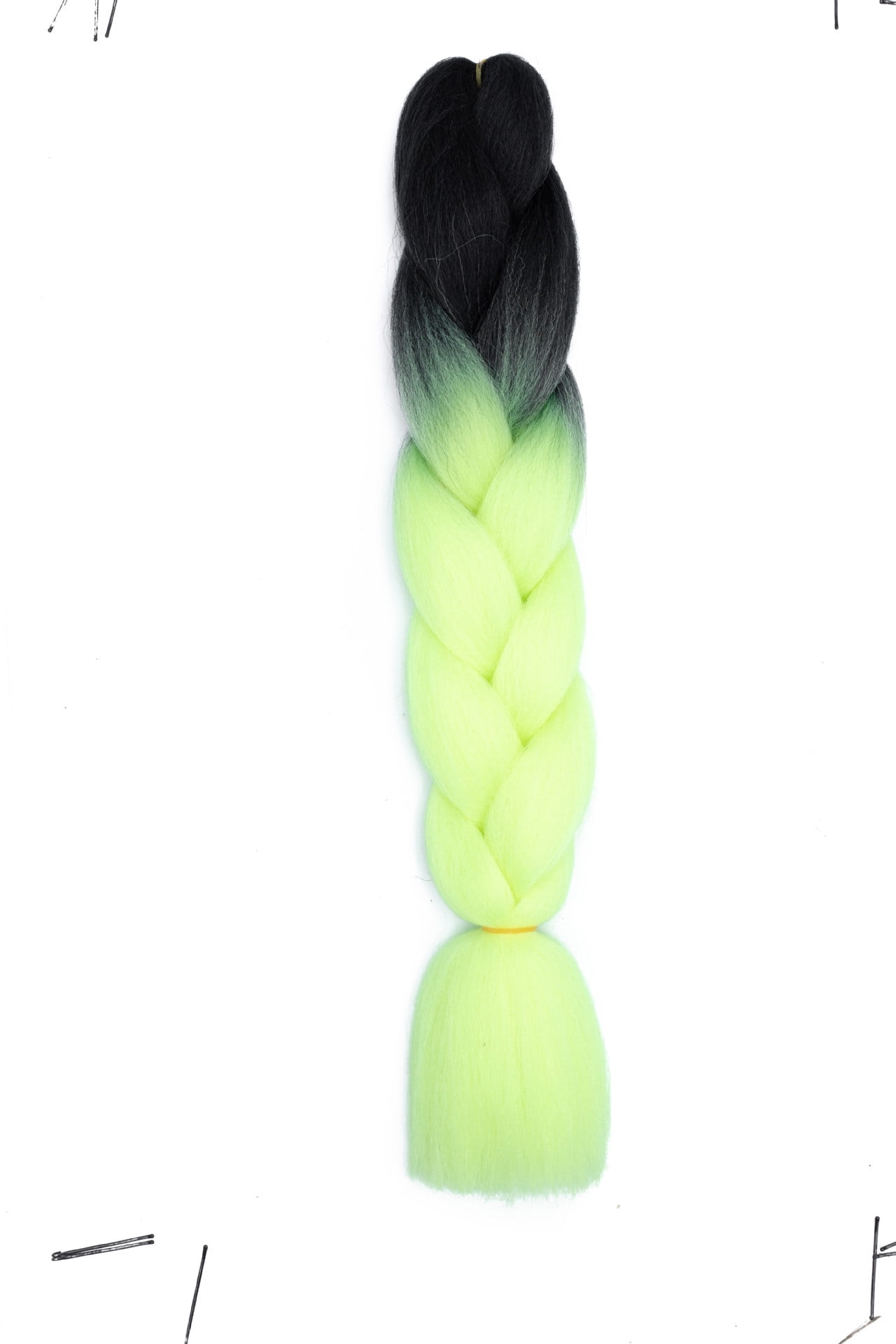 XmhyTop 10 Pack High-Temperature Jumbo Braiding Hair, Braids & Hair Extensions for Women, 24in，Black to Light Fluorescent yellow